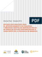 Estudio exploratorio para el aprovechamiento de pequeñas centrales hidroeléctricas en Mendoza