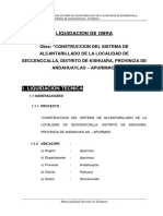 Liquidacion Tecnico Financiera de Obra Huambo Cabanaconde Arequipa