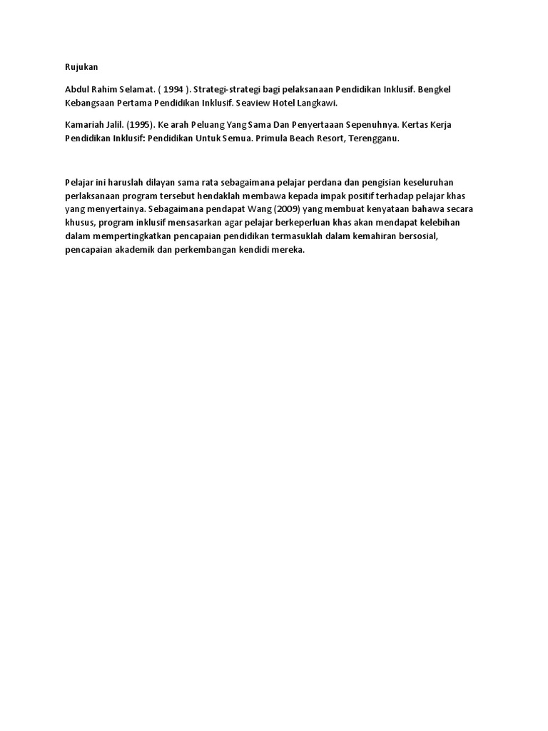 Kertas Kerja Program Inklusif Pendidikan Khas