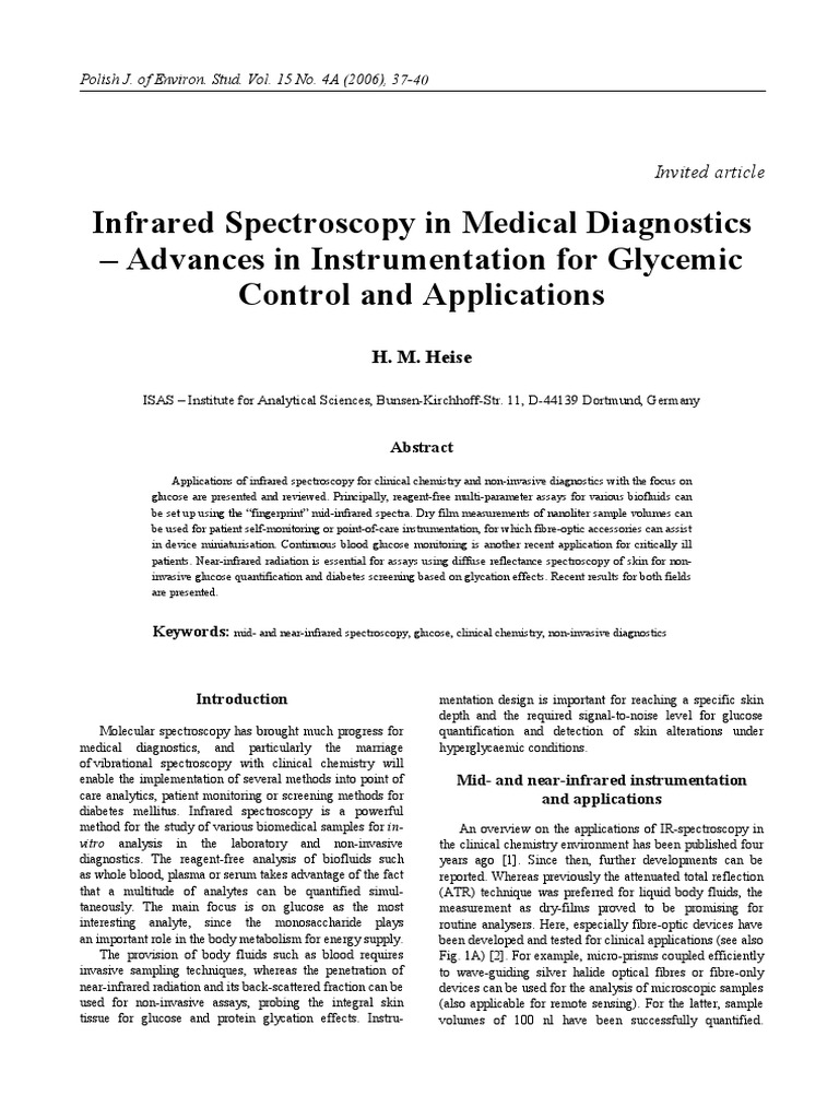 Infrared Spectroscopy in Medical Diagnostics Advances in