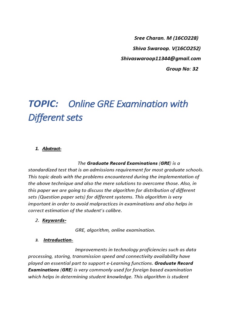 Online GRE Exam Set Distribution Algorithm | PDF | Graduate Record ...