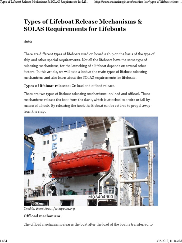 Lifeboat Release Mechanisms Explained | PDF | Water Transport ...