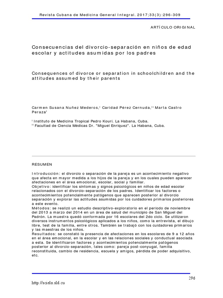 Consecuencias Del Divorcio en Niños PDF | PDF | Divorcio | Cuba