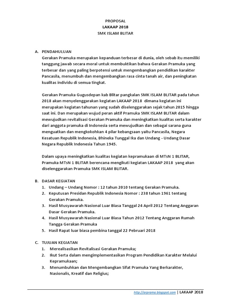 Contoh Proposal Kegiatan Pramuka Sekolah Dasar  Berbagi Contoh Proposal