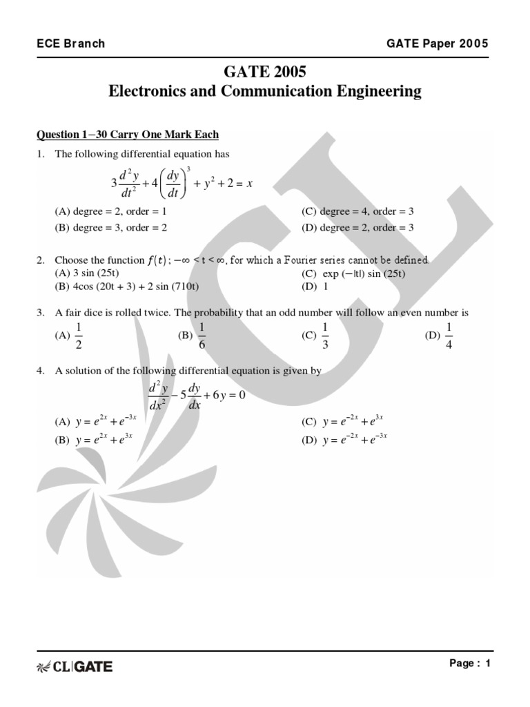 GATE 2005 ECE Exam Questions | PDF | Bipolar Junction Transistor ...