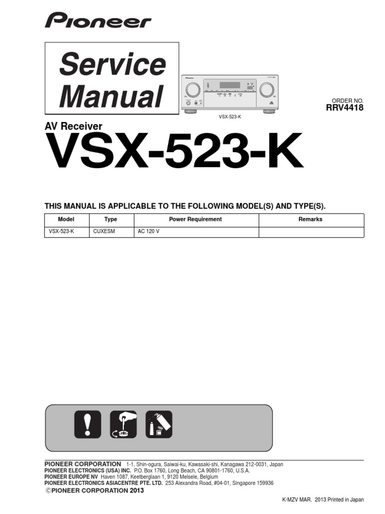 Pioneer Vsx 523 K Vsx 533 Rrv4418 Sm Soldering Solder