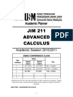 Academic Planner for Advanced Calculus Video Conference Class Dates