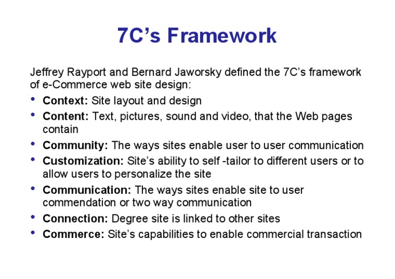 7C's Framework for e-Commerce Design | PDF