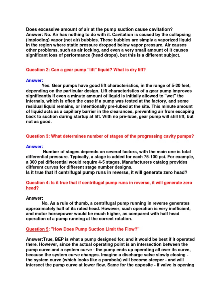 Frequently Asked Questions On Pumps | PDF | Pump | Gas Technologies
