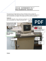 Physics 123 Experiment No. 7 Simple Harmonic Motion: Equipment