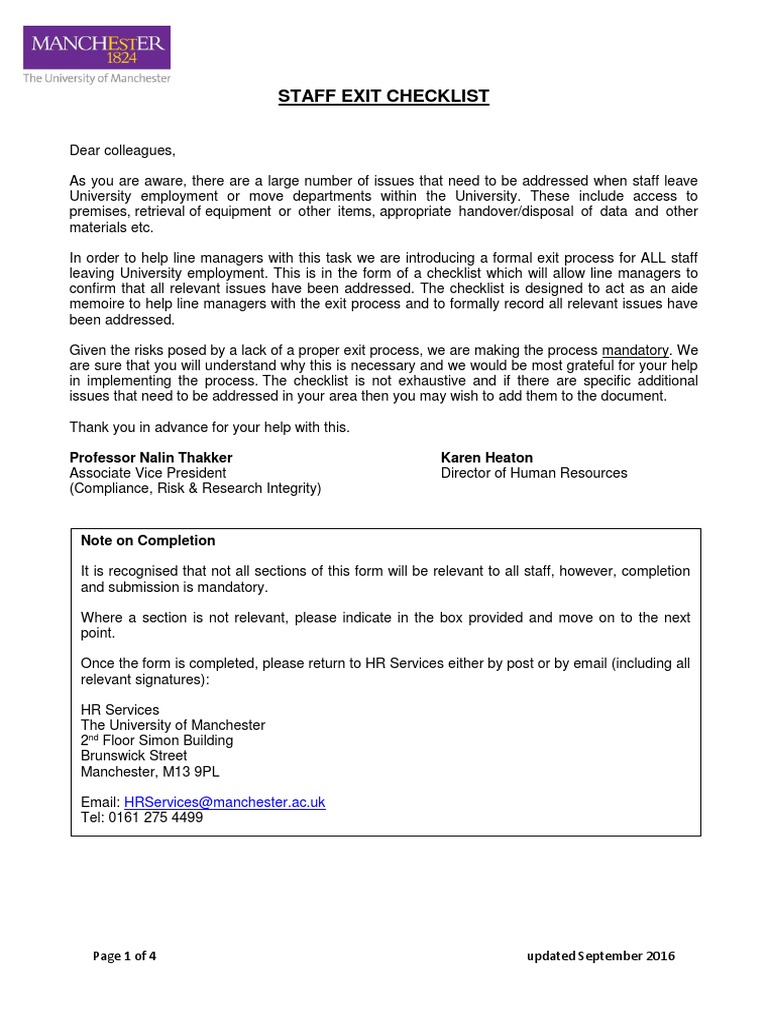 Staff Exit Checklist - Dec17 | PDF | Password | Computer Security