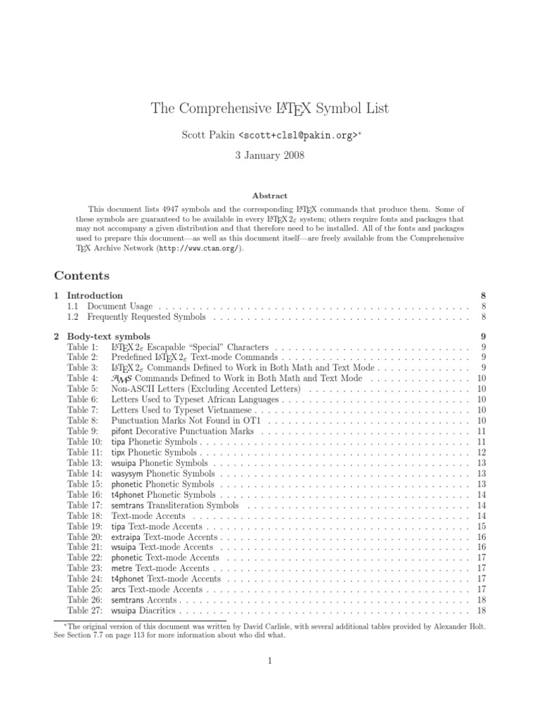 The Comprehensive LaTeX Symbol List  Notation  Encodings