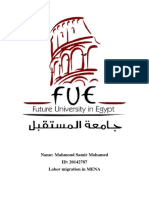 Name: Mahmoud Samir Mohamed ID: 20142787 Labor Migration in MENA
