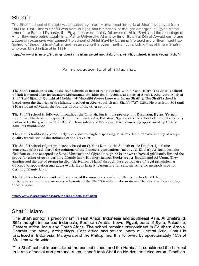 Overview of Shafi'i School of Thought | PDF | Hadith | Muhammad