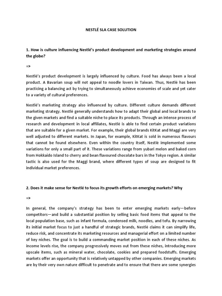 Nestle Sla Case Solution Pdf Nestle Strategic Management
