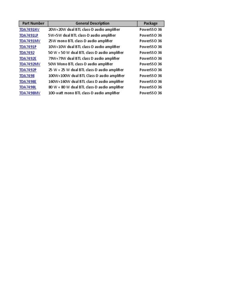 Tda7491hv Tda7491lp Tda7491mv Tda7491p Tda7492 Tda7492e Tda7492mv ...