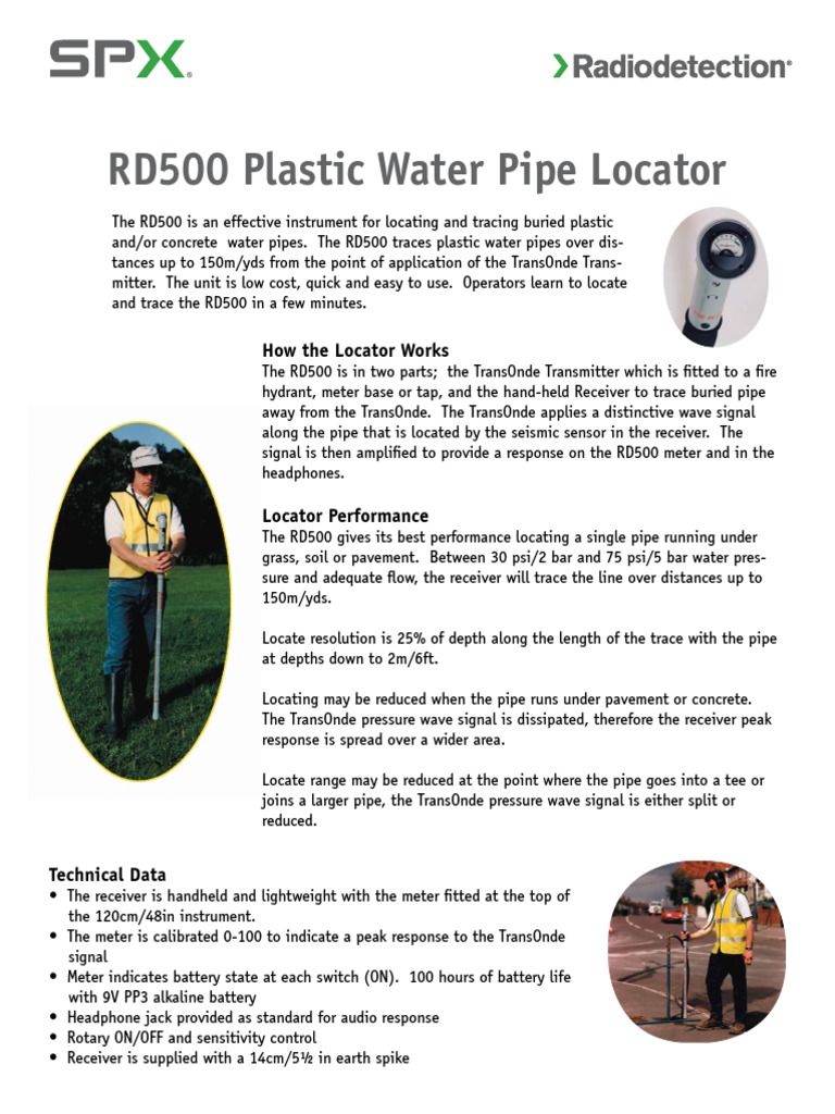 RD500 Plastic Water Pipe Locator PDF Pipe (Fluid Conveyance