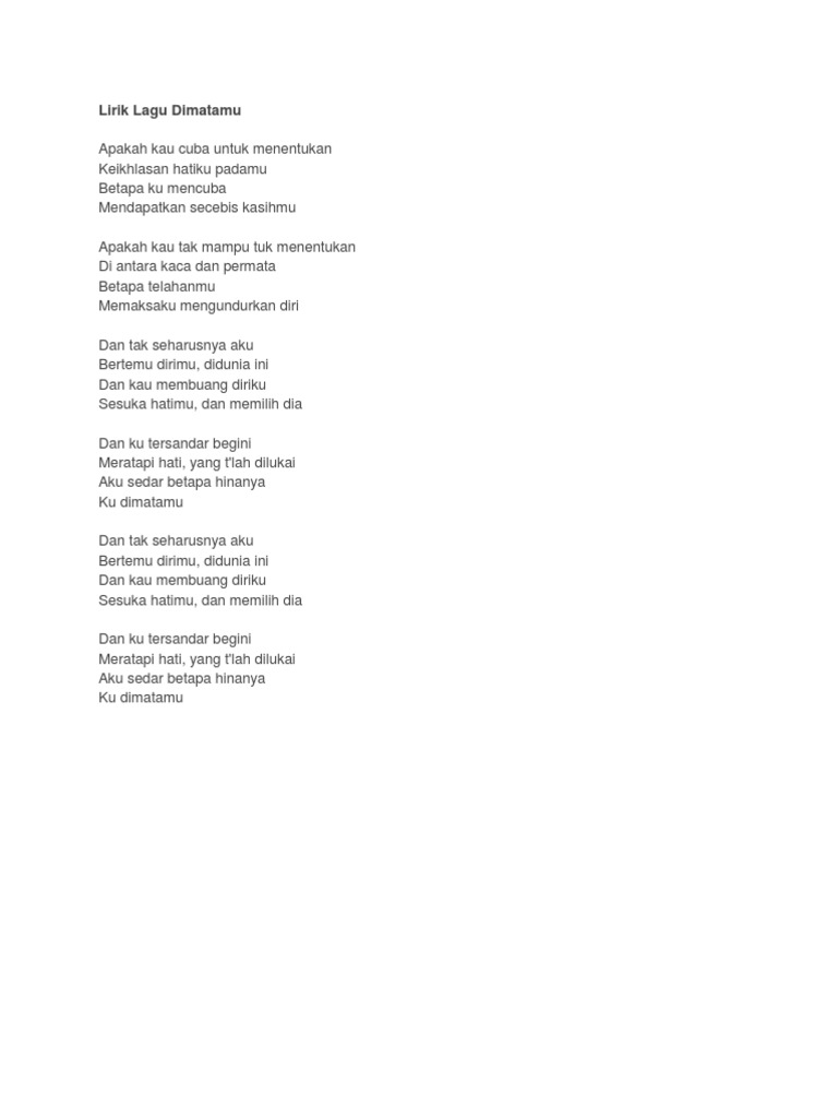 Lirik Lagu Dimatamu Pdf