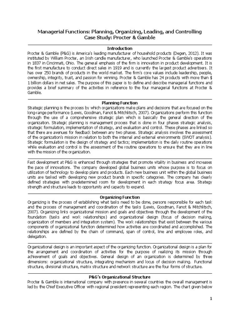 P&G's Matrix Organizational Structure | PDF | Organizational Structure ...