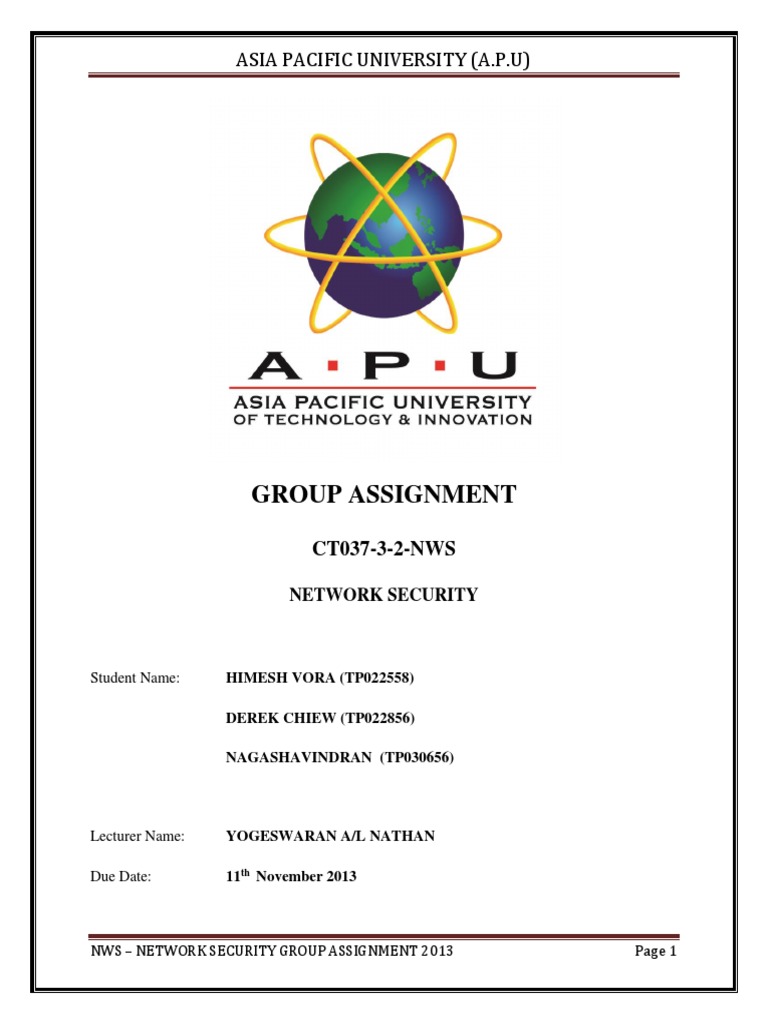 APU Network Security Group Assignment | PDF | Computer Security | Security
