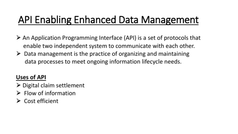 API Enabling Enhanced Data Management | PDF | Business | Technology ...