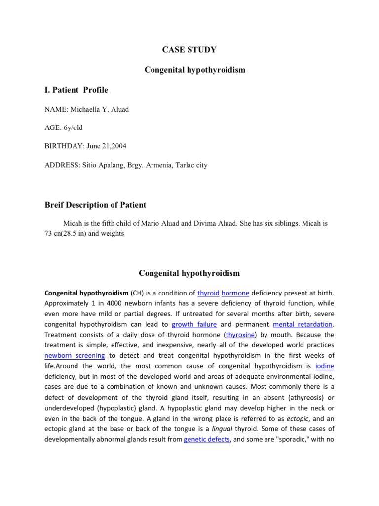 Case Study | PDF | Hypothyroidism | Thyroid Stimulating Hormone