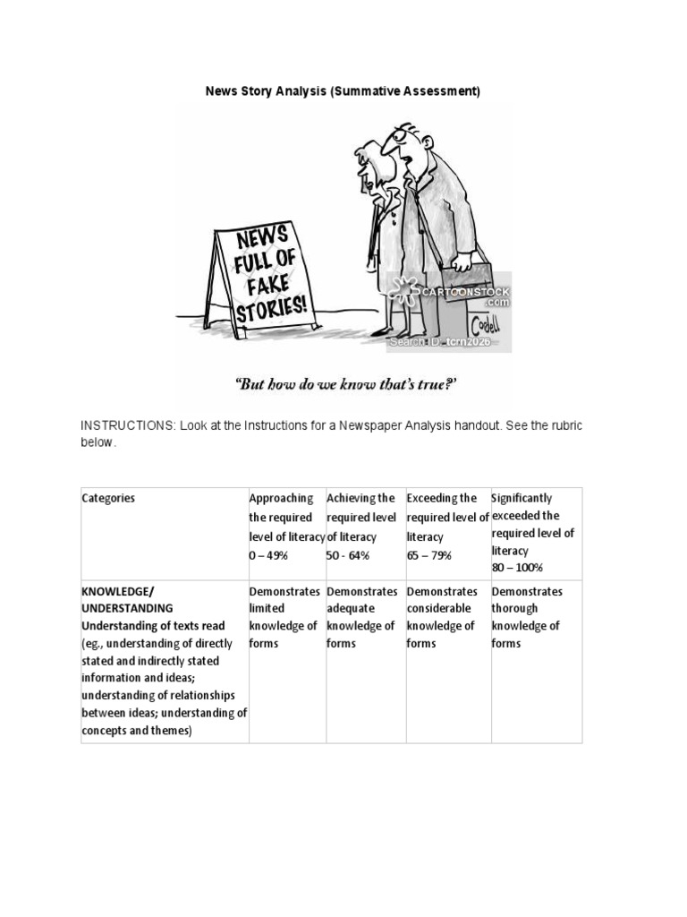 Newspaper Analysis Assessment Guide Pdf Career Growth