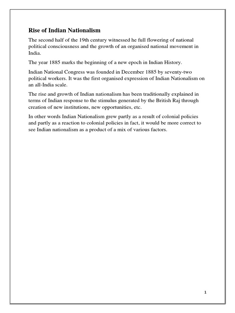 Rise of Indian Nationalism Factors | PDF | Mahatma Gandhi | Nationalism