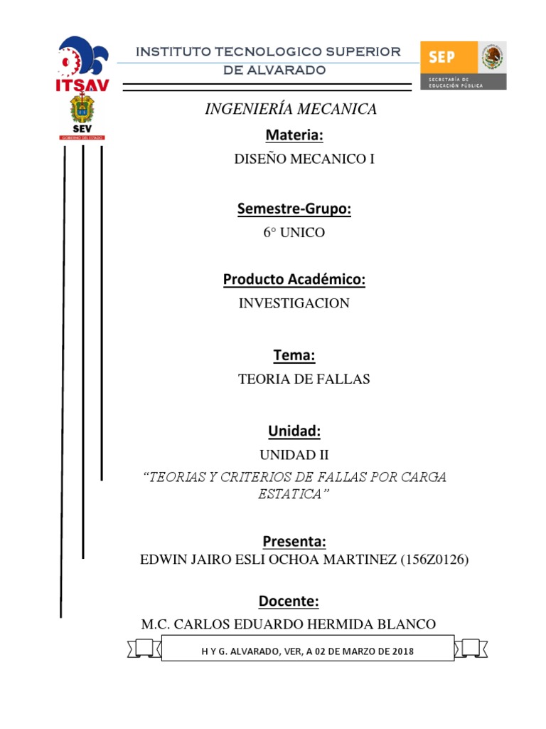 Teoria De Criterio De Fallas Por Carga Estatica Pdf Estrés