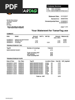 Your Statement For Tamartag Use: Customer Services