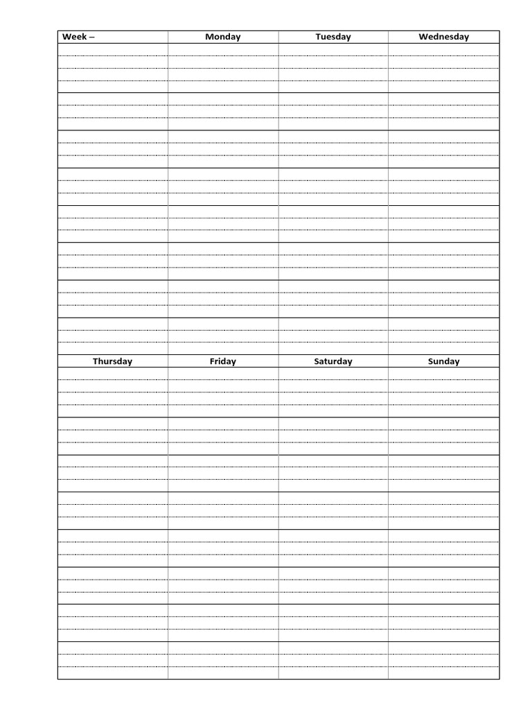 Week - Monday Tuesday Wednesday | PDF