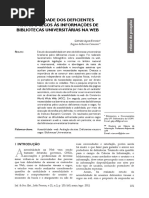 Acessibilidade Dos Deficientes Visuais e Cegos Às Informações de Bibliotecas Universitárias Na Web