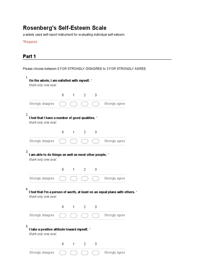 Measuring SelfEsteem The Rosenberg SelfEsteem Scale PDF