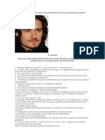 Lee Este Reportaje Sobre El Actor Orlando Bloom y Marca La Alternativa Correcta