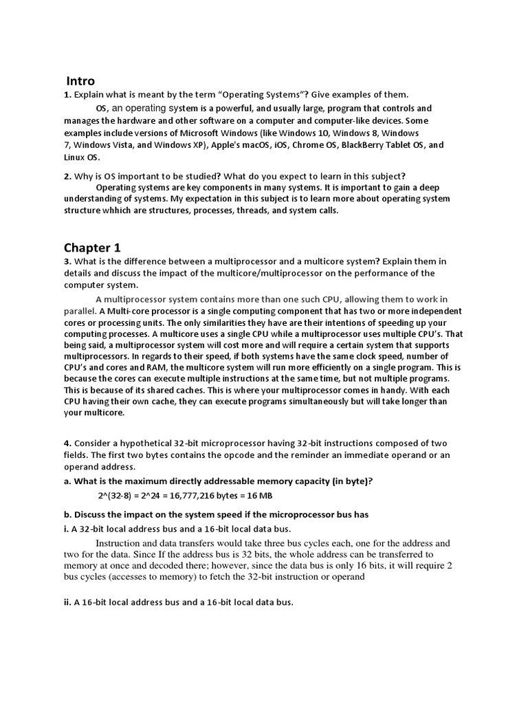 Assignment Operating System | PDF | Multi Core Processor | Thread ...
