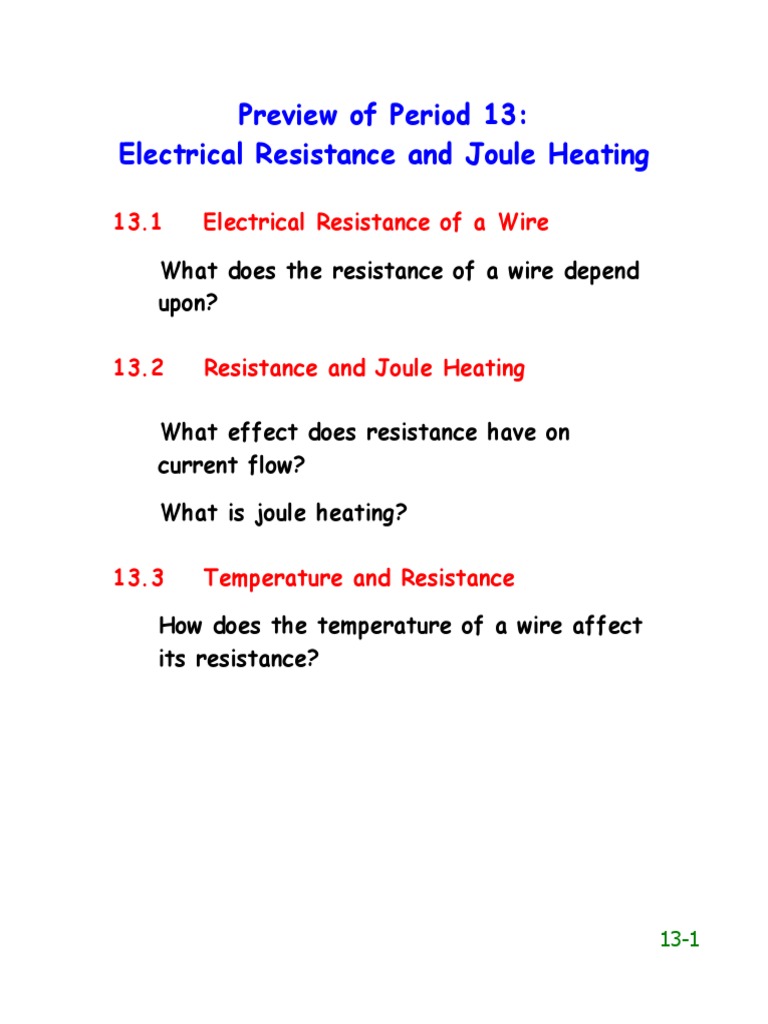 Preview of Period 13 Electrical Resistance and Joule Heating PDF