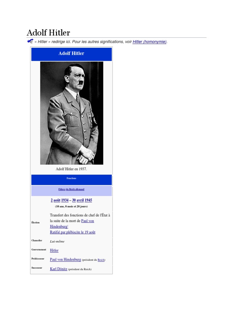 Peut On Appeler Son Fils Adolf Adolf Hitler | PDF | Adolf Hitler | Parti nazi