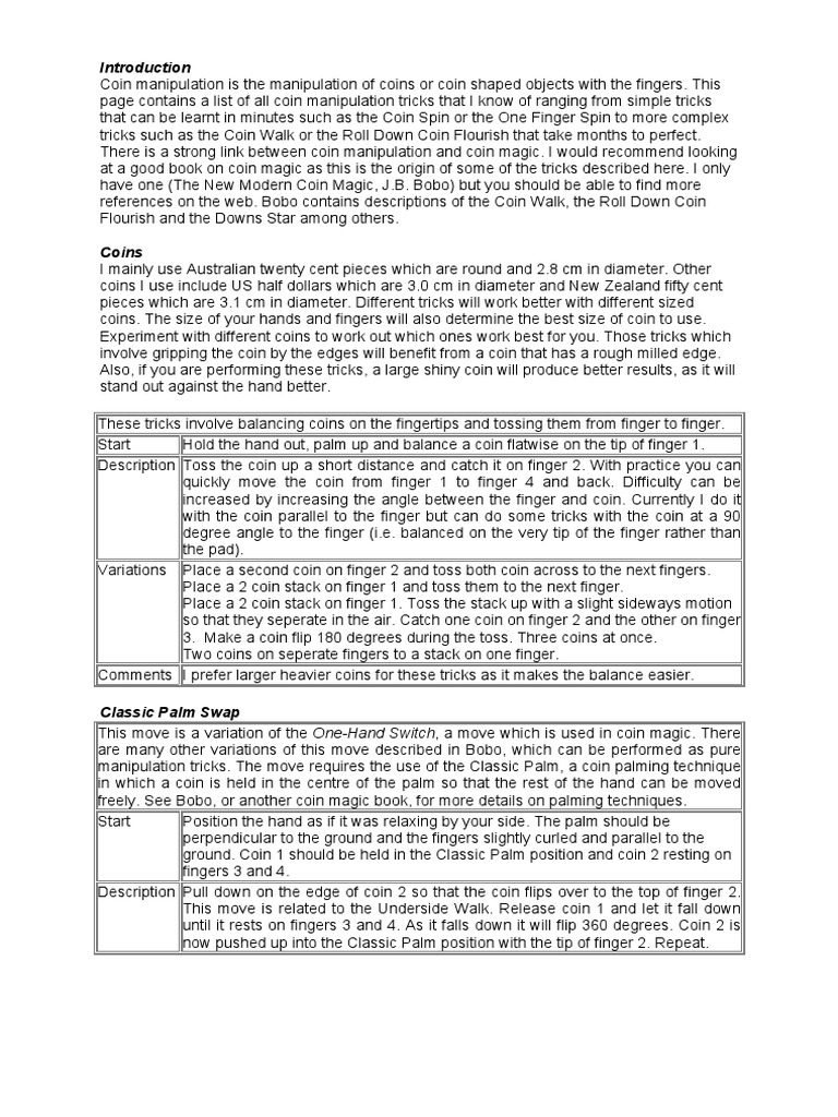 Coin Manipulation - Unknown PDF | PDF