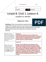 Shira Sobol - Unit 1 Lesson 4 - 8th Grade - Reflection Loyalists Vs Patriots