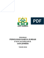 Buku Pedoman Penulisan Karya Ilmiah Pascasarjana IAIN Jember 2016