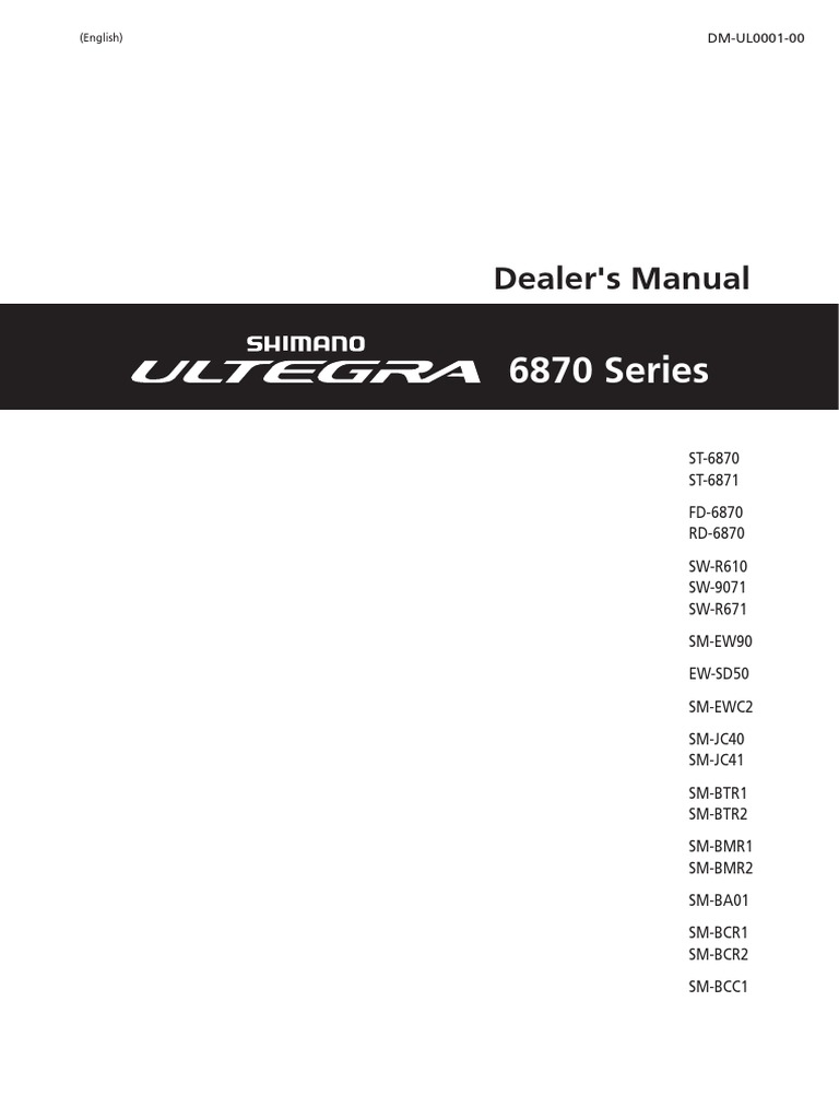 Shimano Ultegra Di2 6870 Manual Instructions PDF PDF Battery