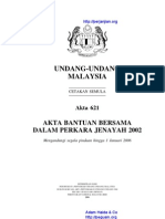 Akta 621 Akta Bantuan Bersama Dalam Perkara Jenayah 2002