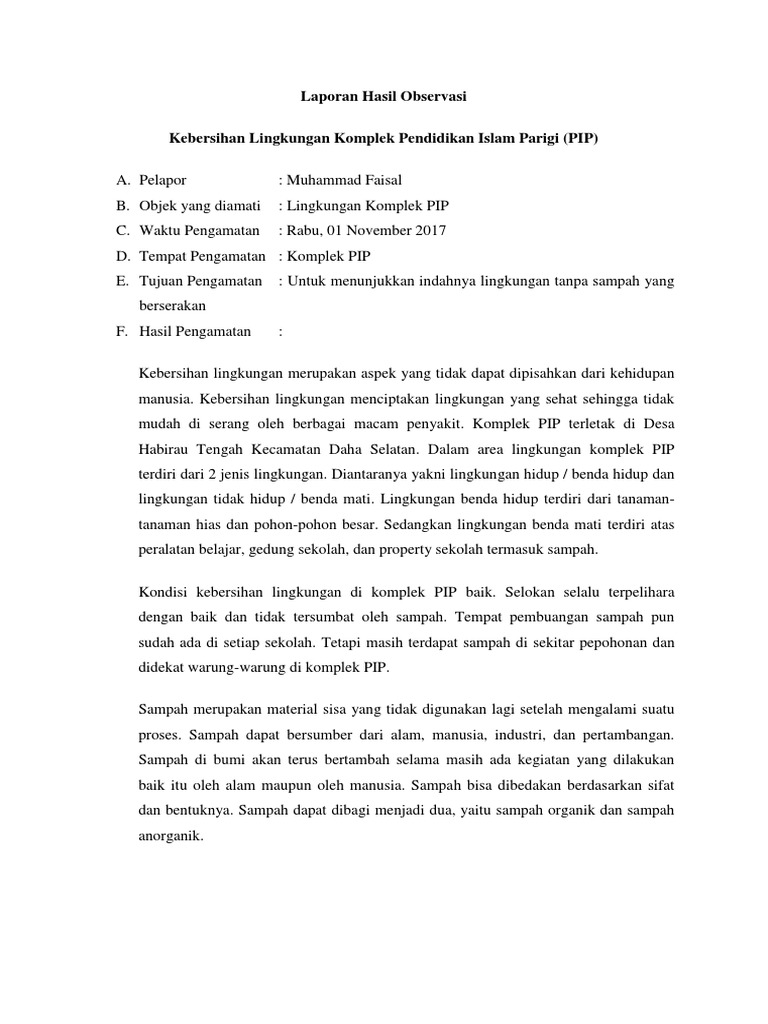 Laporan Hasil Observasi Faisal