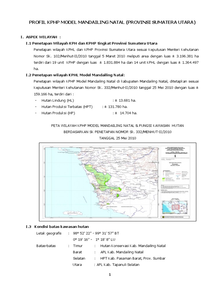 Luas KPHP Mandailing Natal 159.166 Ha | PDF