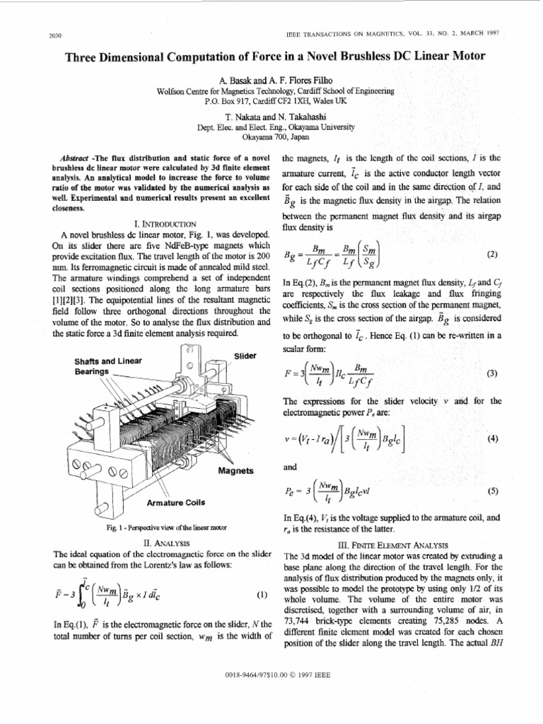3D Force Analysis of Brushless DC Motor | PDF | Magnet | Flux