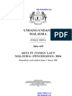 Akta 635 Fi (Taman Laut Malaysia) Pengesahan 2004