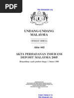 Akta 642 Akta Perbadanan Insuran Deposit Malaysia 2005