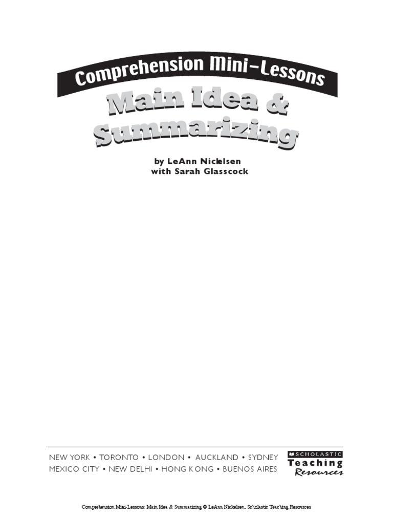 Comprehension Mini Lessons 1 PDF | PDF