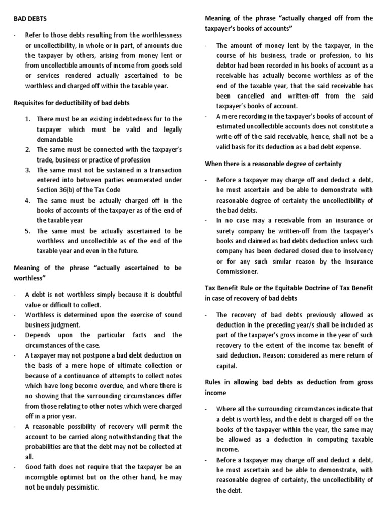 Charged Off As Bad Debt >> Bad Debts Tax Deduction Bad Debt Charged Off As Bad Debt >> Bad Debts Tax Deduction Bad Debt