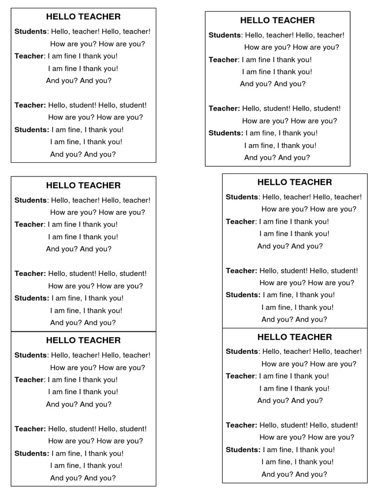 Hello Teacher Pdf Teaching Learning
